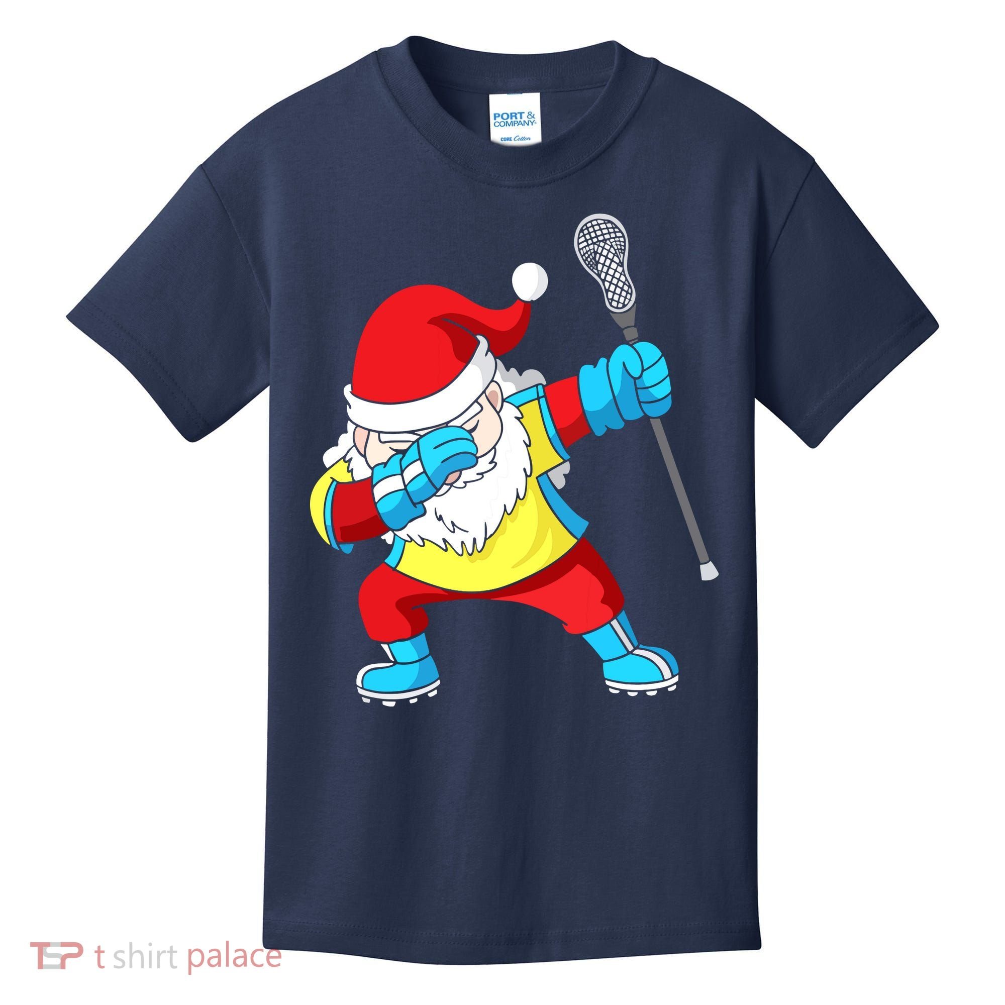 Lacrosse Santa Claus Christmas Dabbing Kids T-Shirt