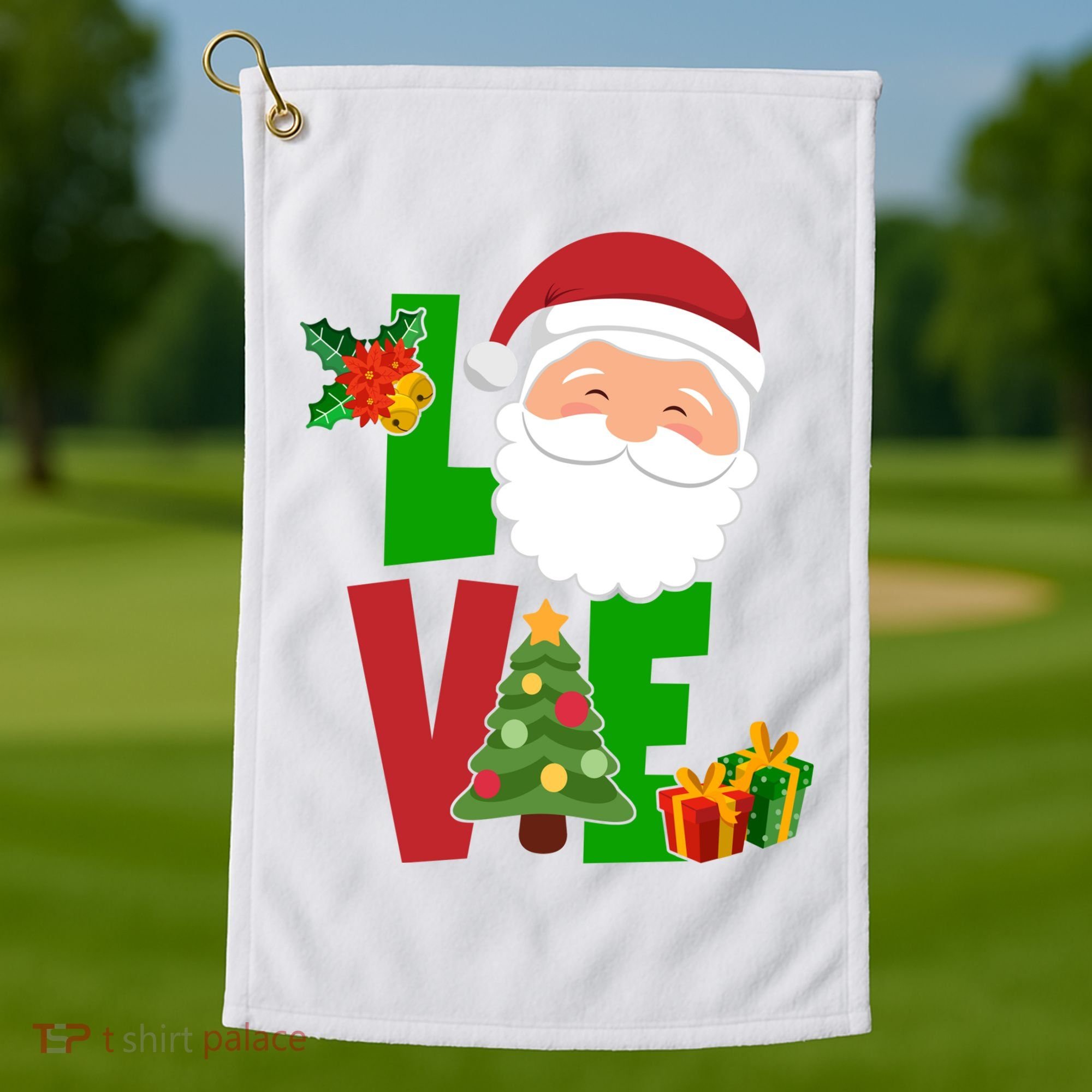 Love Santa Claus Christmas Holiday Cute Golf Towel