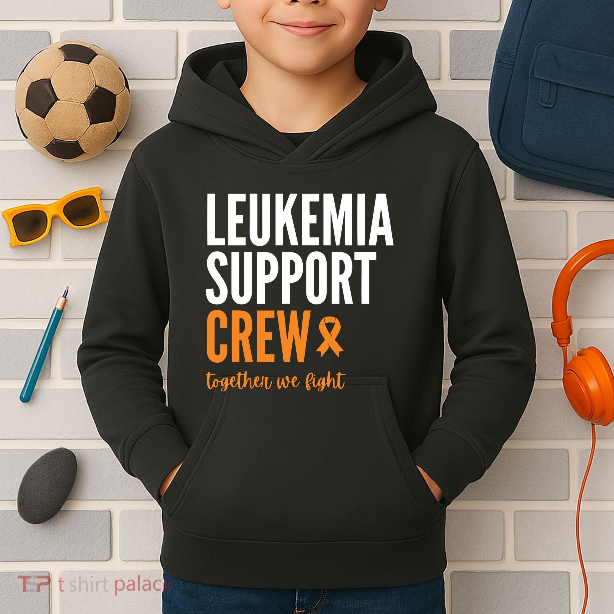 Leukemia Support Crew Together We Fight Kids Hoodie