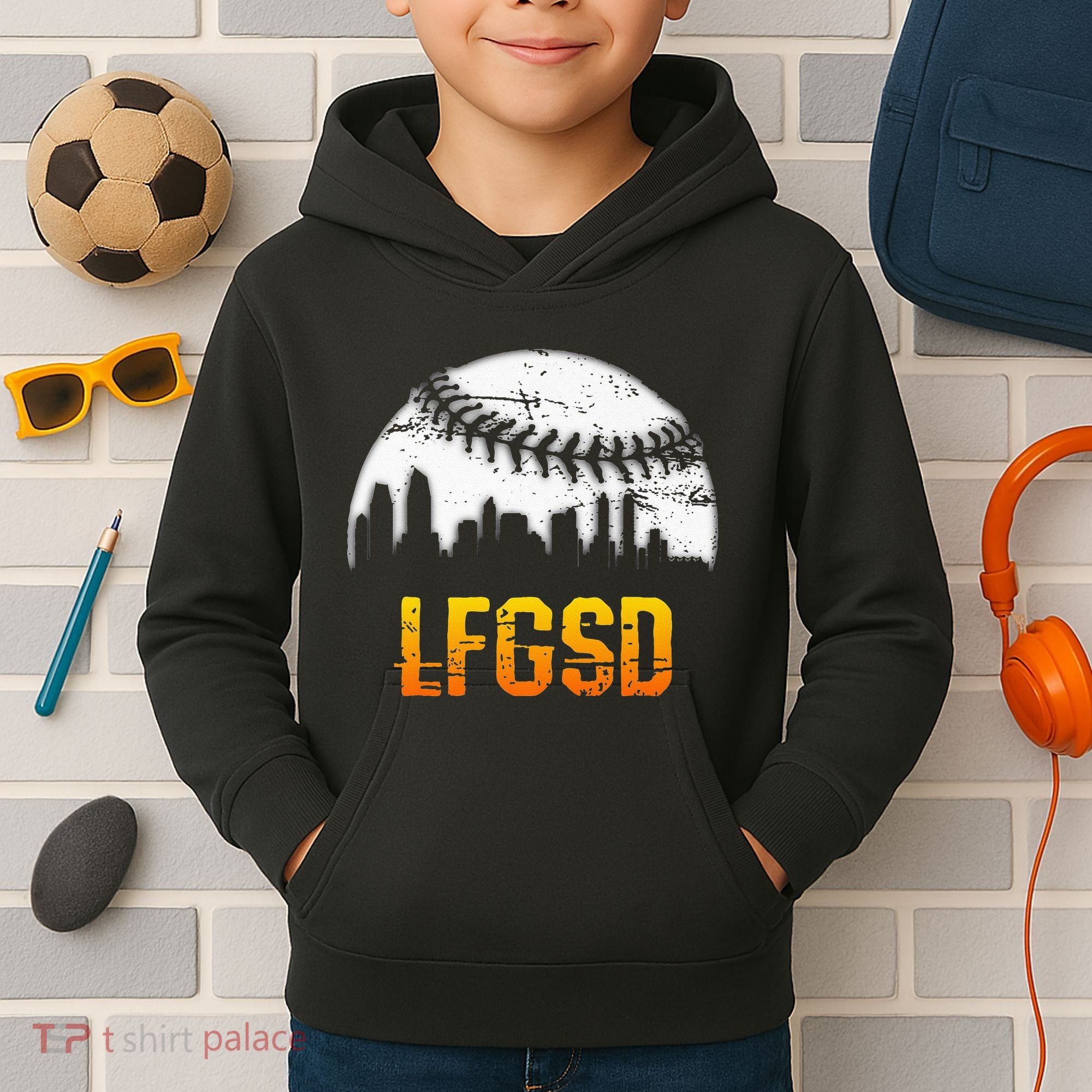 LFGSD San Diego Skyline Baseball Kids Hoodie