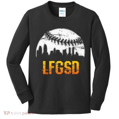 LFGSD San Diego Skyline Baseball Kids Long Sleeve Shirt