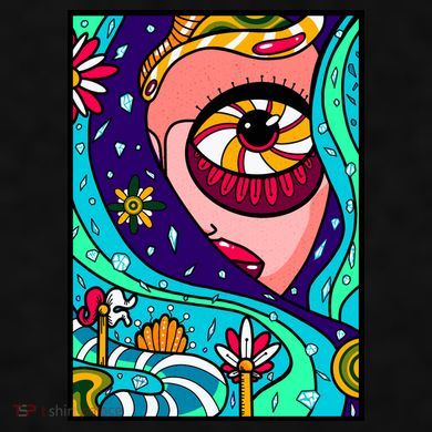 Lucy Sky Diamonds Type Abstract Psychedelic Ladies PosiCharge Tri-Blend Wicking Tank
