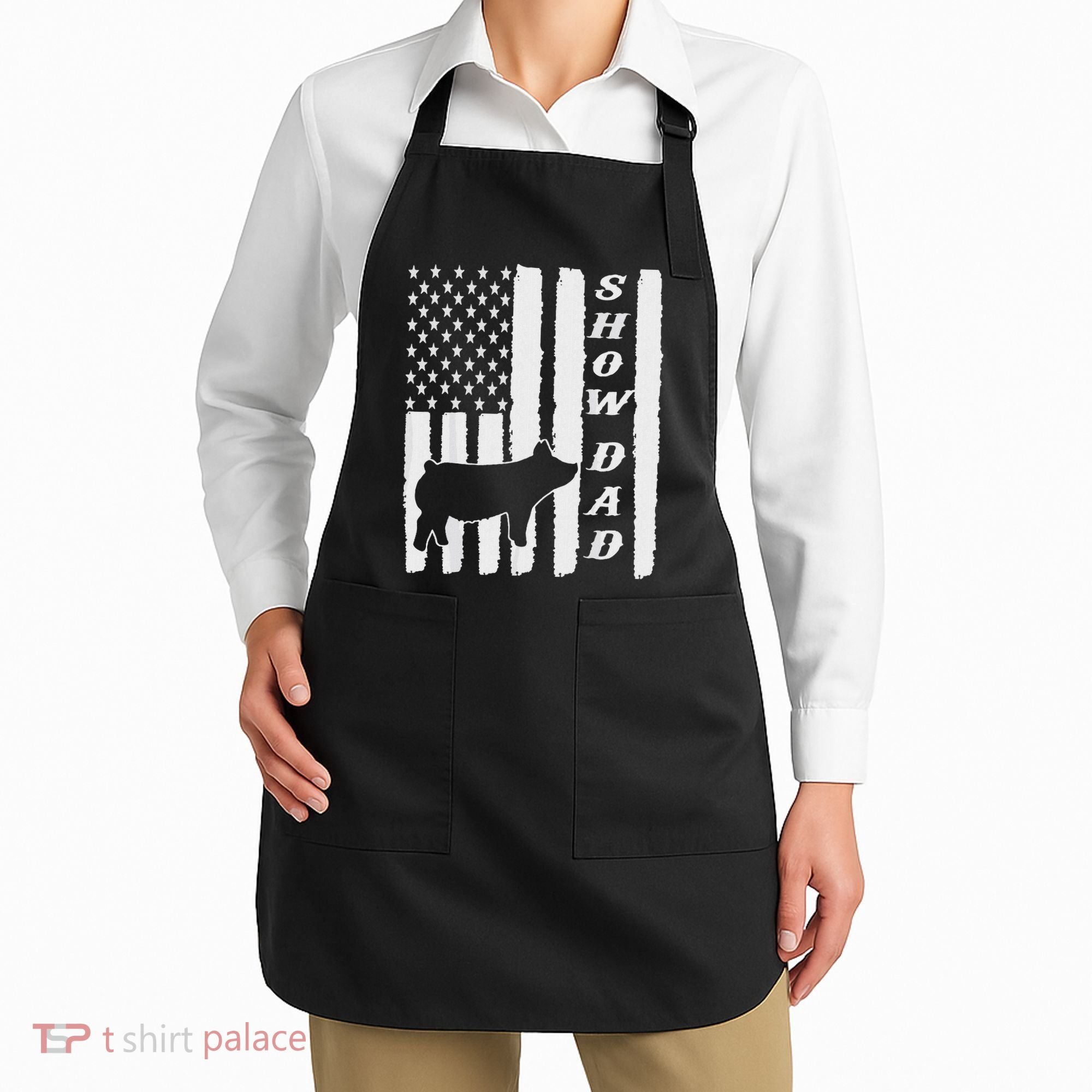 Livestock Show Dad Grungy Flag Stockshow Sow Pig Swine Apron