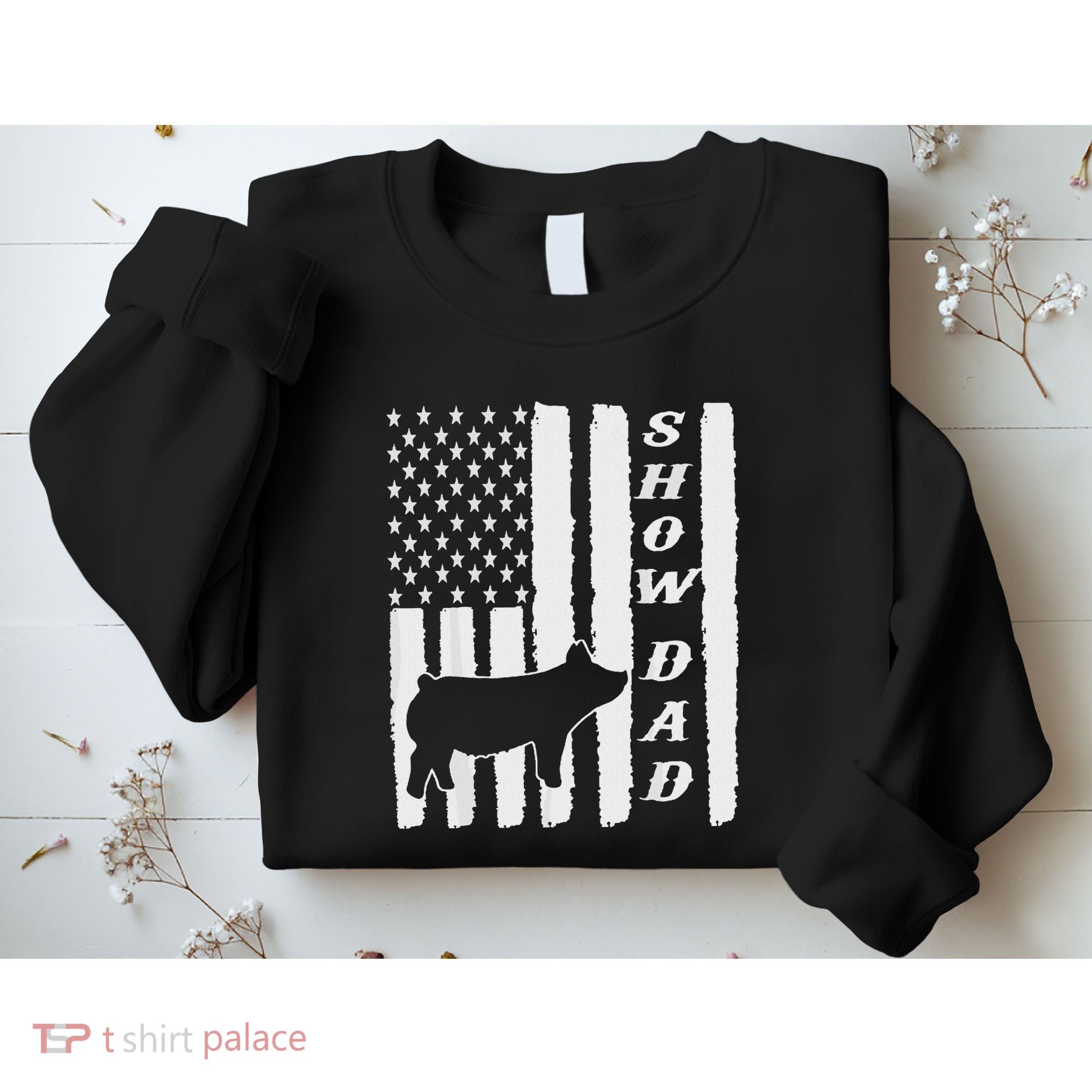 Livestock Show Dad Grungy Flag Stockshow Sow Pig Swine Sweatshirt