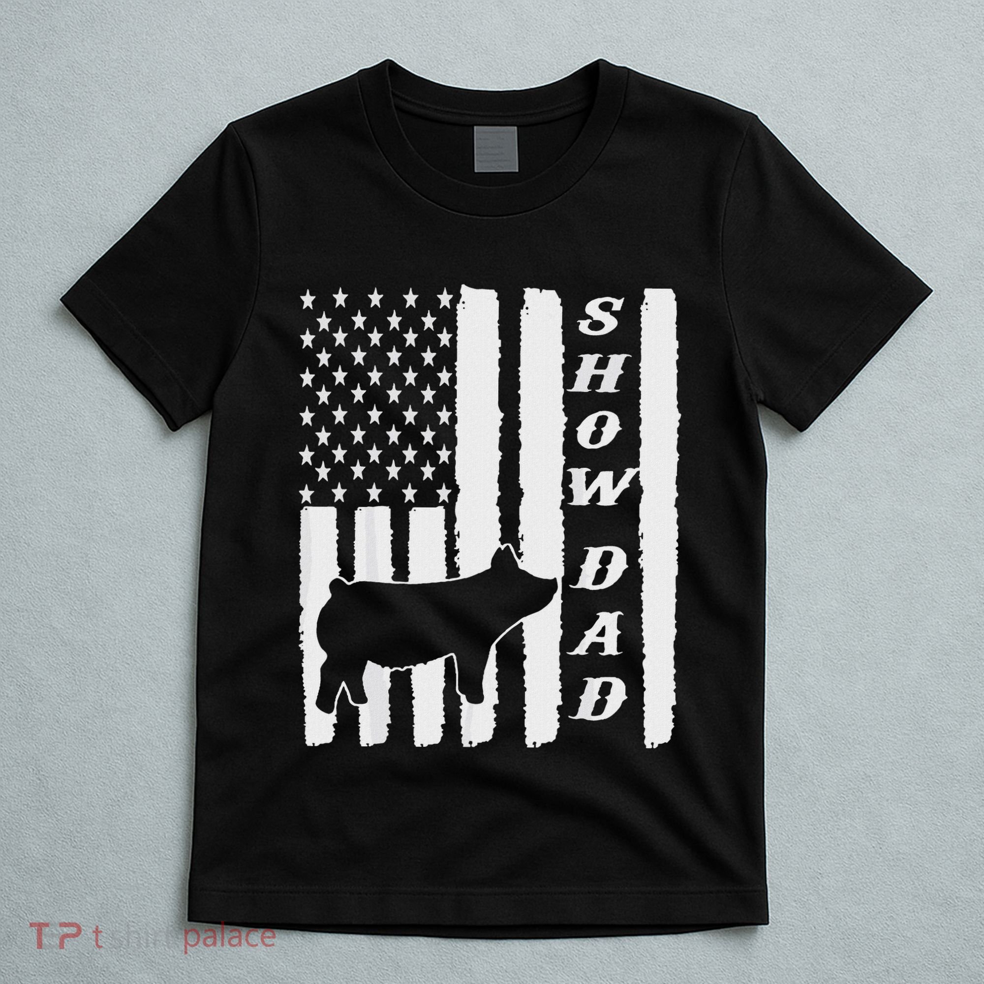 Livestock Show Dad Grungy Flag Stockshow Sow Pig Swine T-Shirt