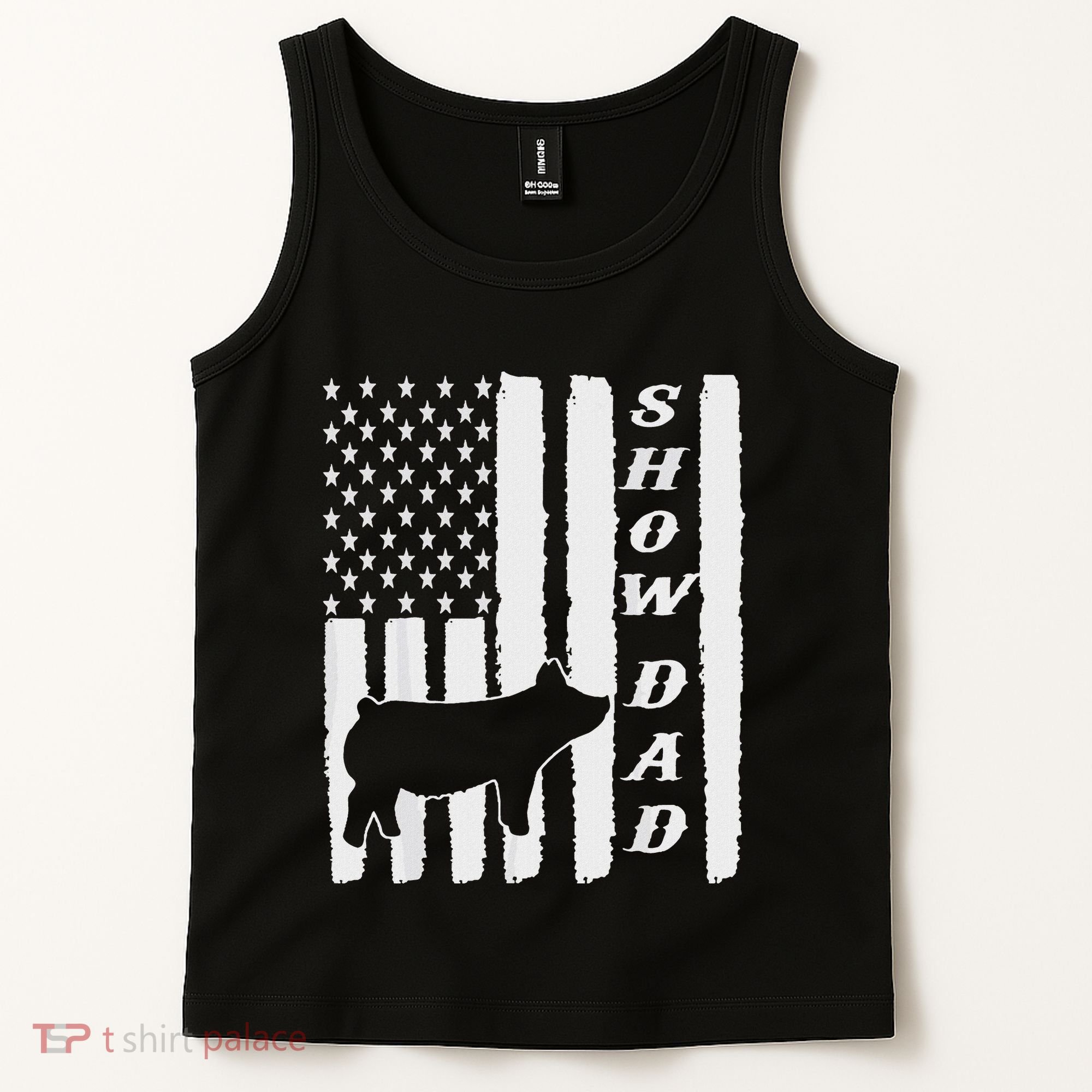 Livestock Show Dad Grungy Flag Stockshow Sow Pig Swine Tank Top