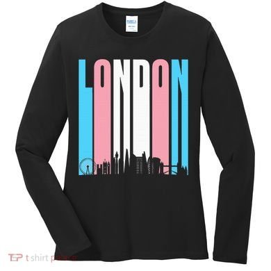 London Skyline England Flag Women's Long Sleeve Shirt