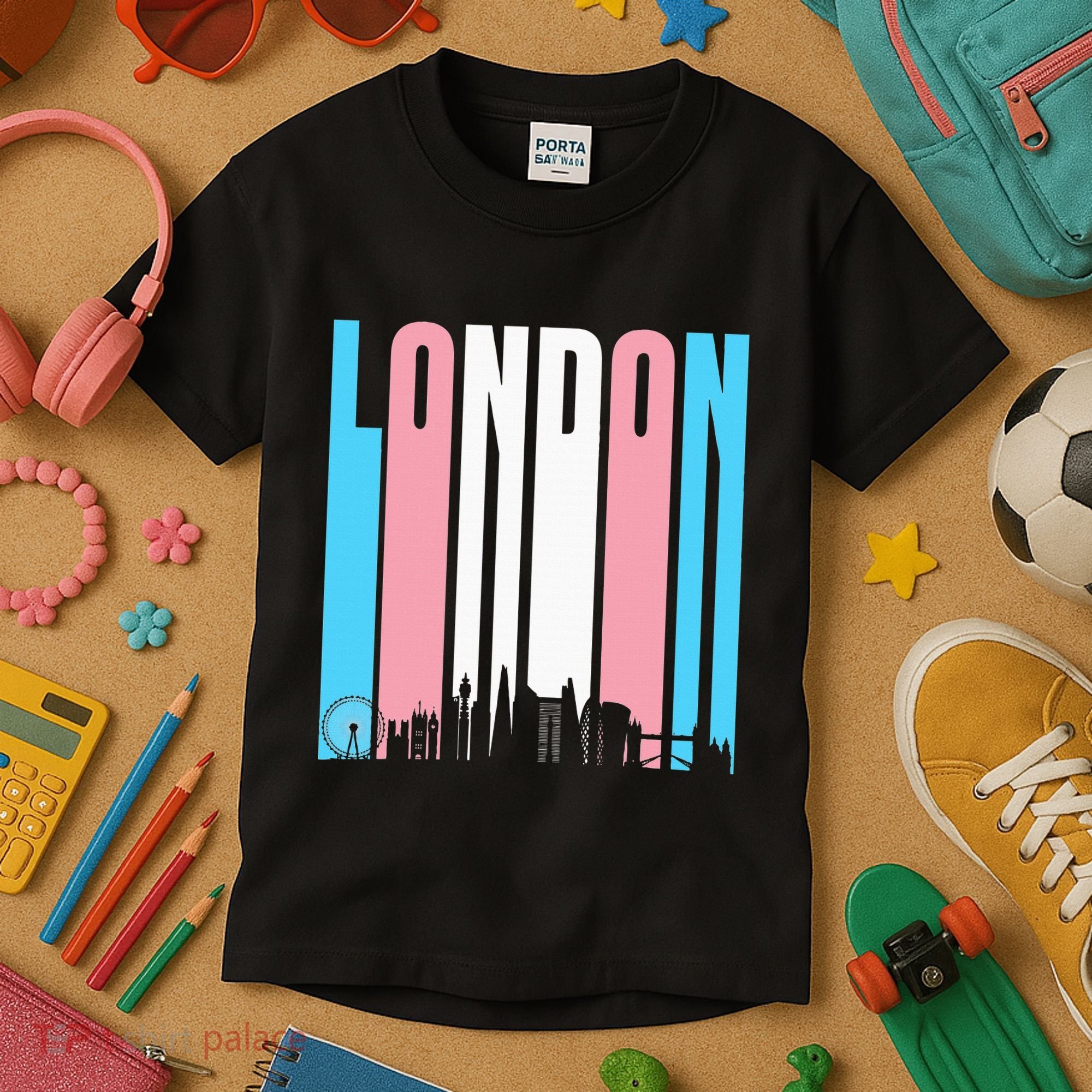 London Skyline England Flag Kids T-Shirt