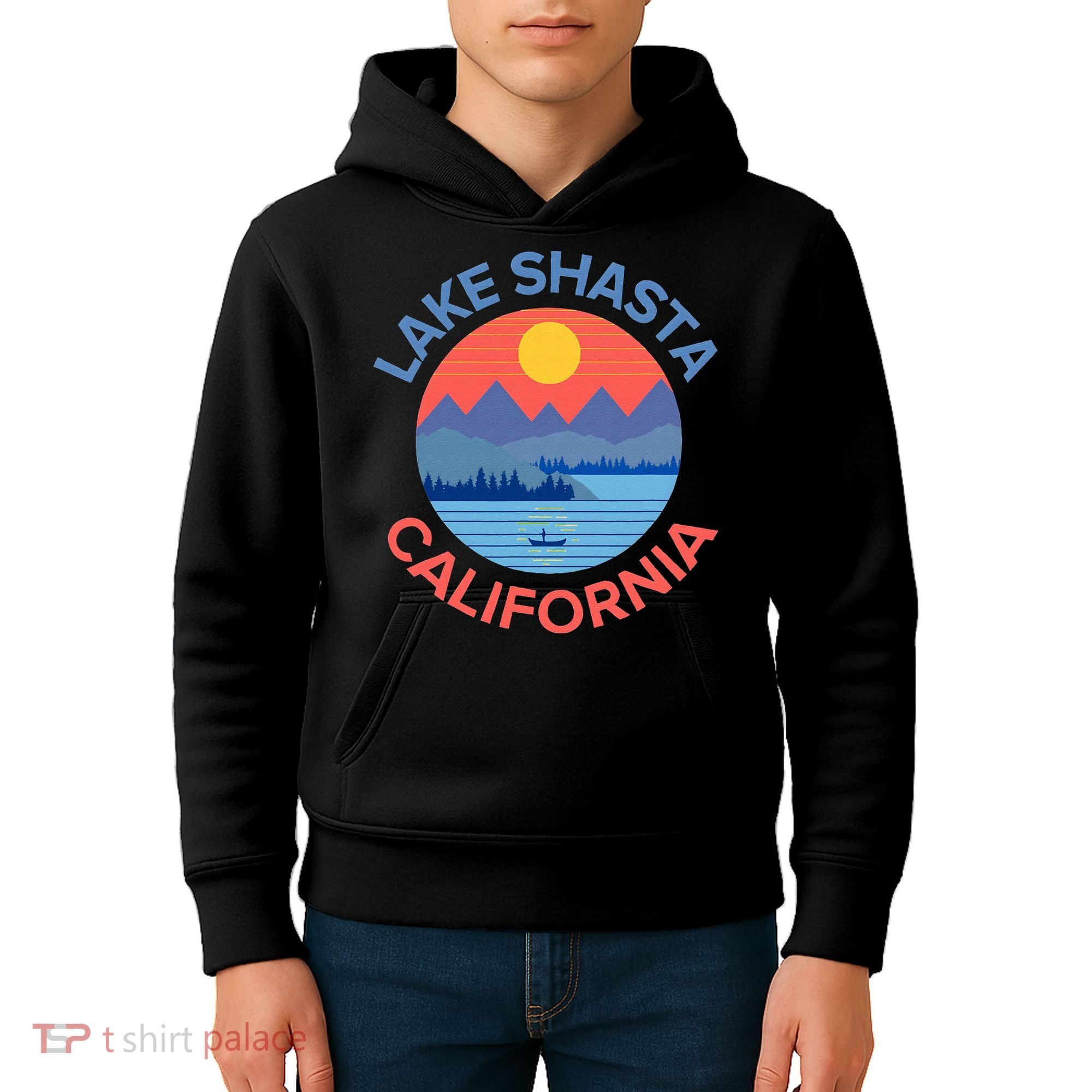 Lake Shasta Fishing Hiking Camping Kids Hoodie