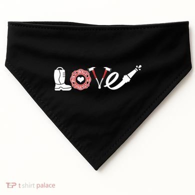Love Support Firefighters Logo USA-Made Doggie Bandana
