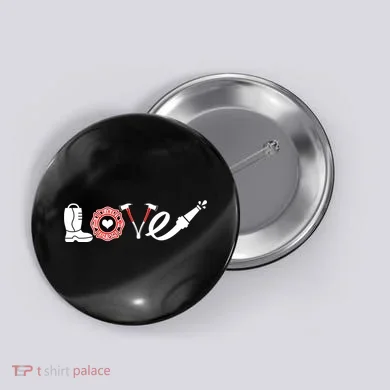 Love Support Firefighters Logo Button