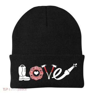 Love Support Firefighters Logo Beanie