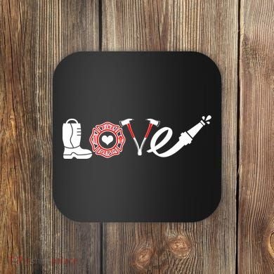 Love Support Firefighters Logo Coaster