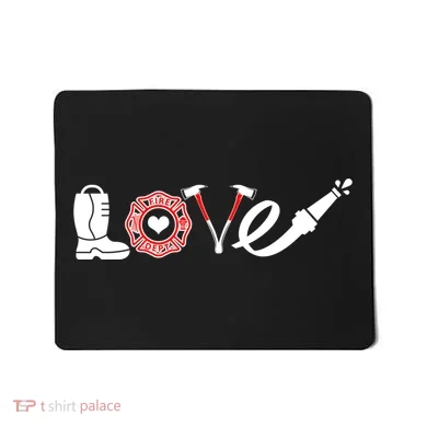 Love Support Firefighters Logo Mousepad