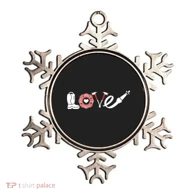 Love Support Firefighters Logo Ornament
