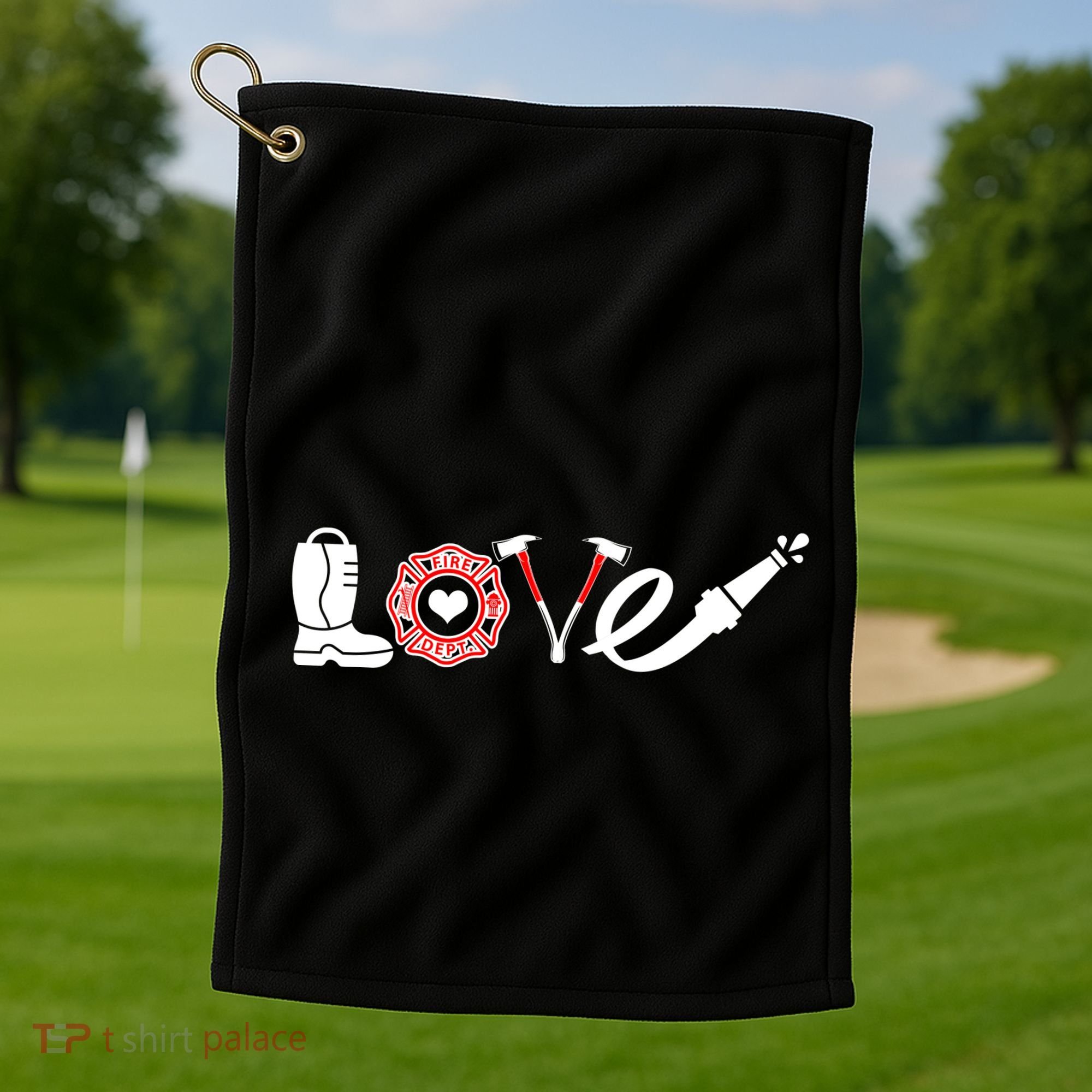 Love Support Firefighters Logo Golf Towel