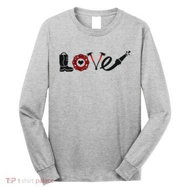 Love Support Firefighters Logo Long Sleeve Shirt