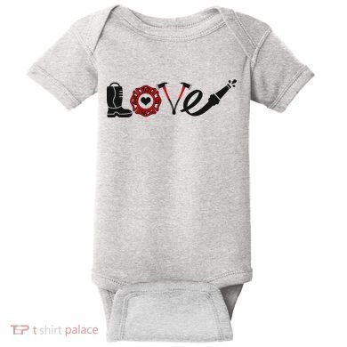 Love Support Firefighters Logo Baby Bodysuit