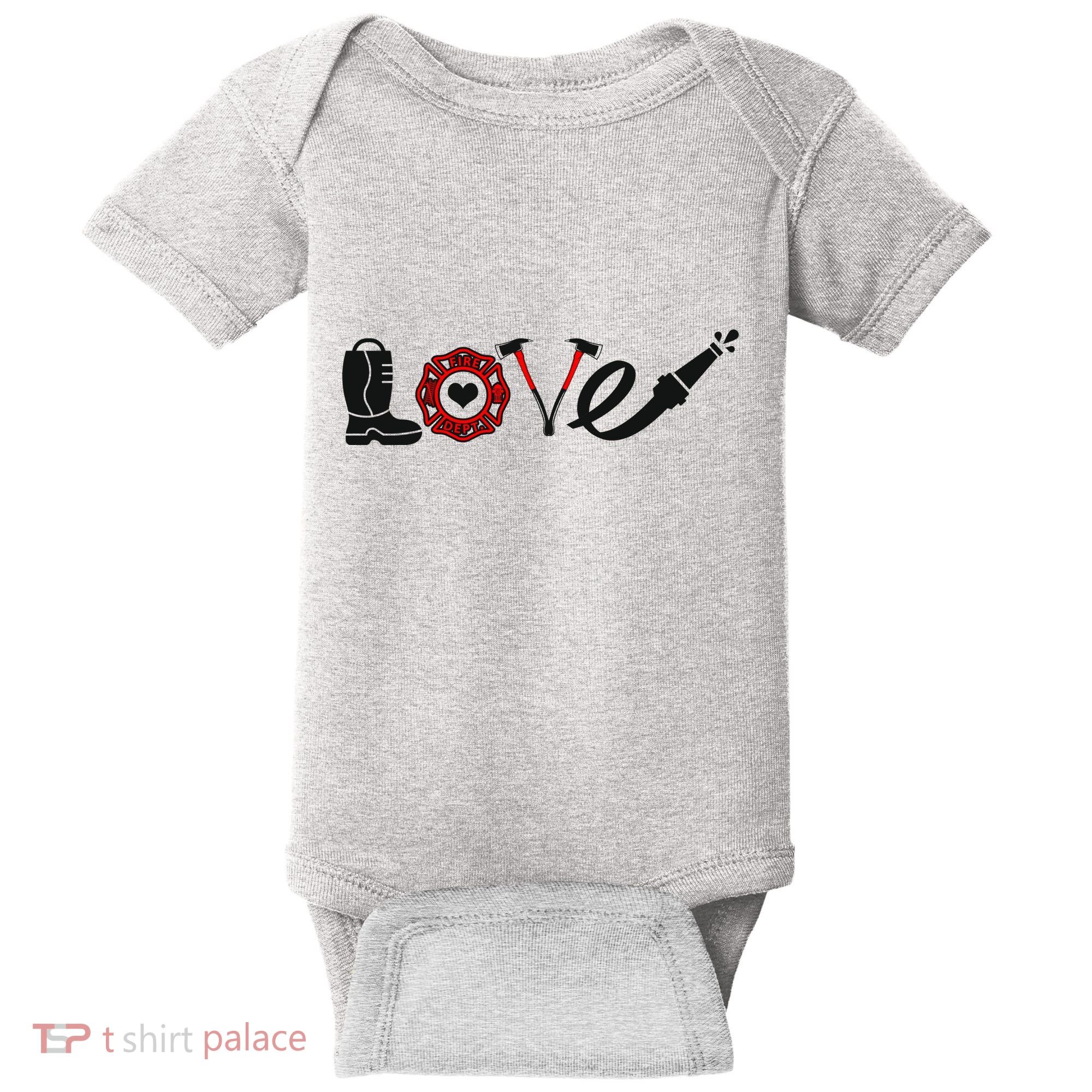 Love Support Firefighters Logo Baby Bodysuit