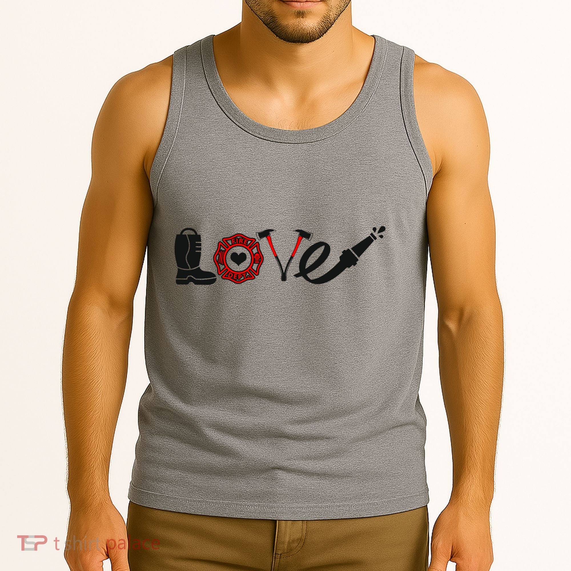 Love Support Firefighters Logo Tank Top