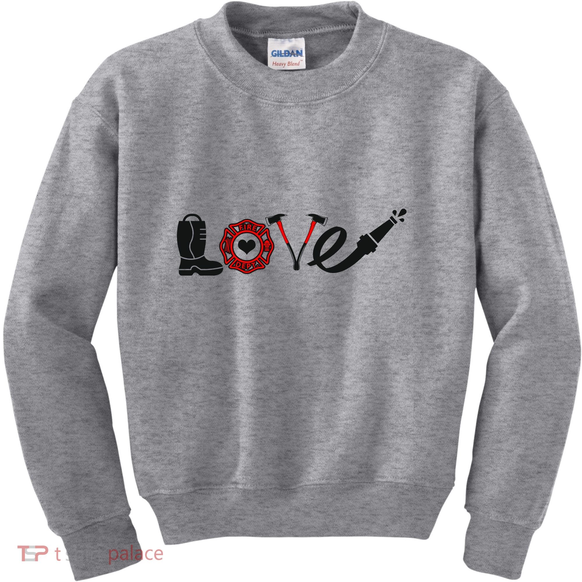 Love Support Firefighters Logo Kids Sweatshirt