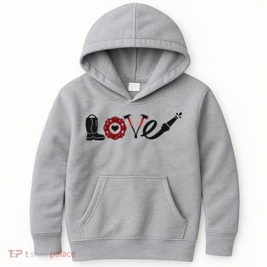 Love Support Firefighters Logo Kids Hoodie