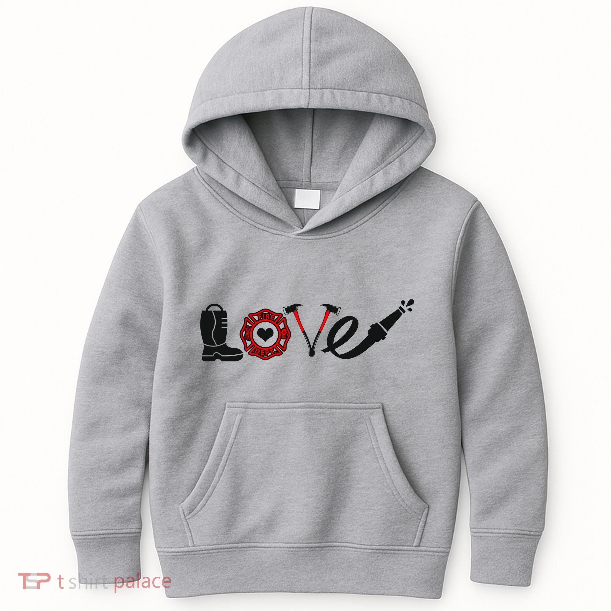 Love Support Firefighters Logo Kids Hoodie