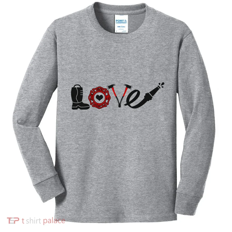 Love Support Firefighters Logo Kids Long Sleeve Shirt