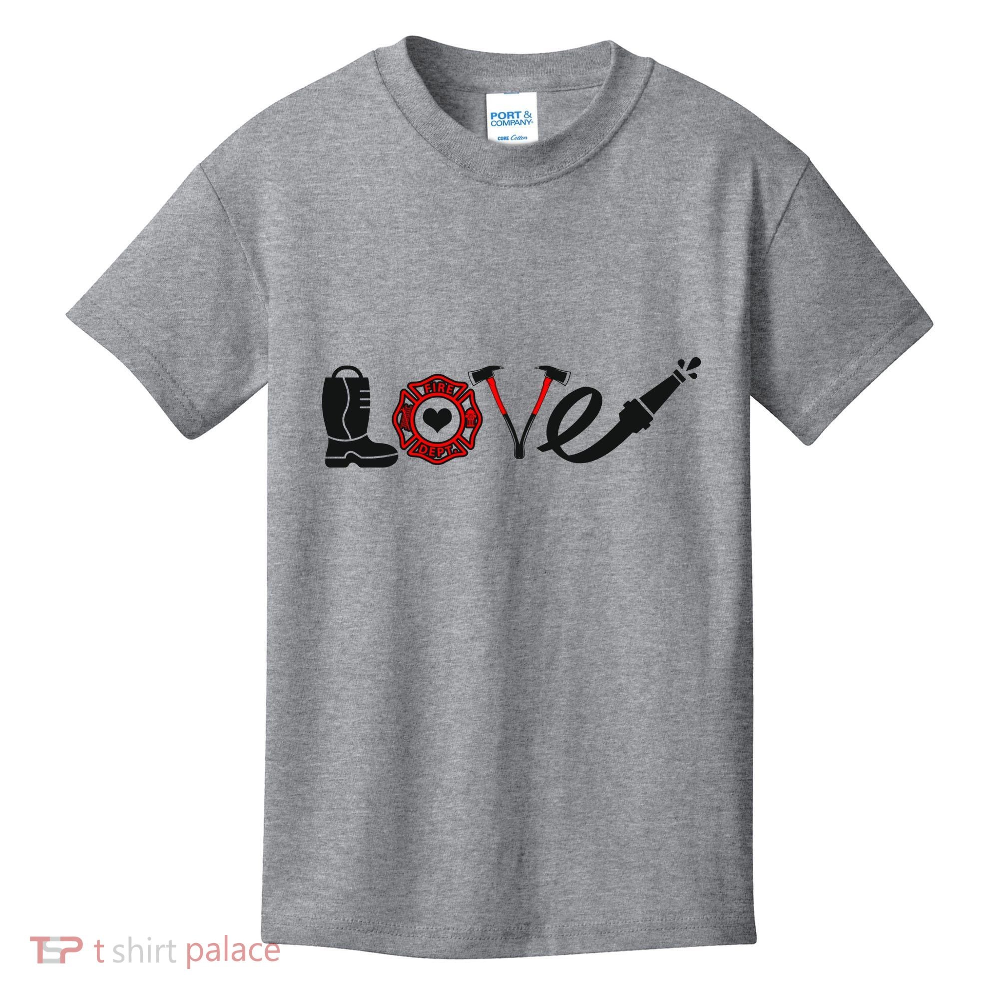 Love Support Firefighters Logo Kids T-Shirt