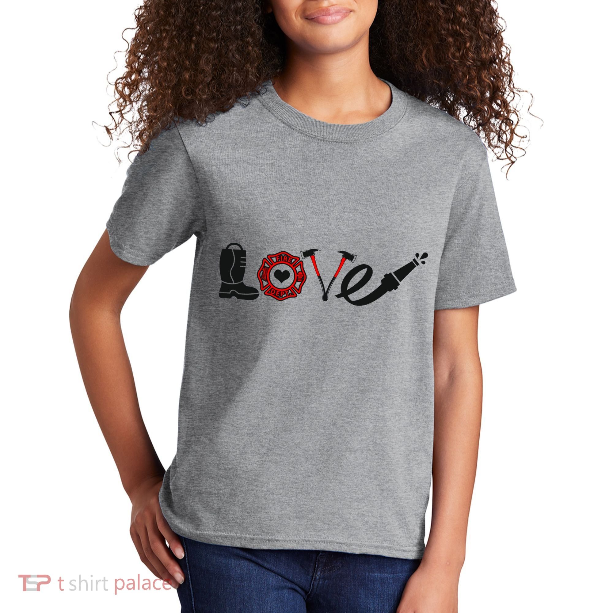 Love Support Firefighters Logo Kids T-Shirt