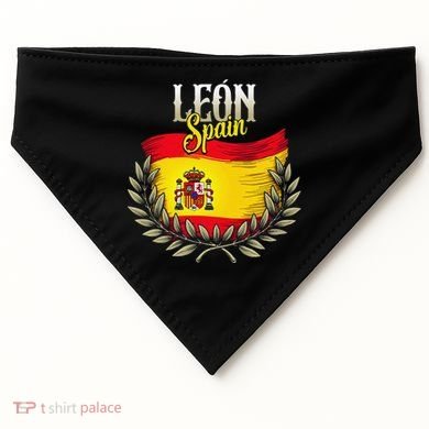 Leon Spain Flag Spanish City Leon Vacation Travel USA-Made Doggie Bandana
