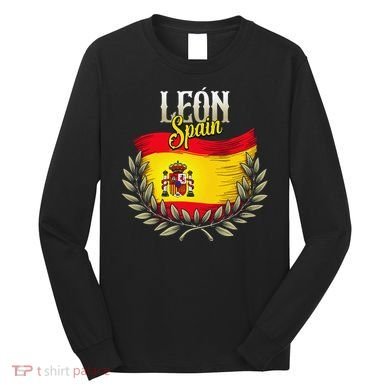 Leon Spain Flag Spanish City Leon Vacation Travel Long Sleeve Shirt