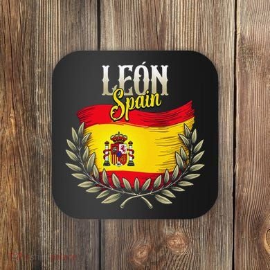 Leon Spain Flag Spanish City Leon Vacation Travel Coaster