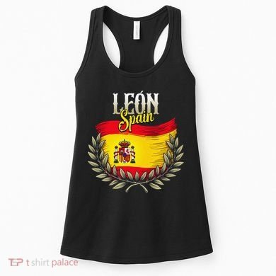 Leon Spain Flag Spanish City Leon Vacation Travel Women's Tank Top