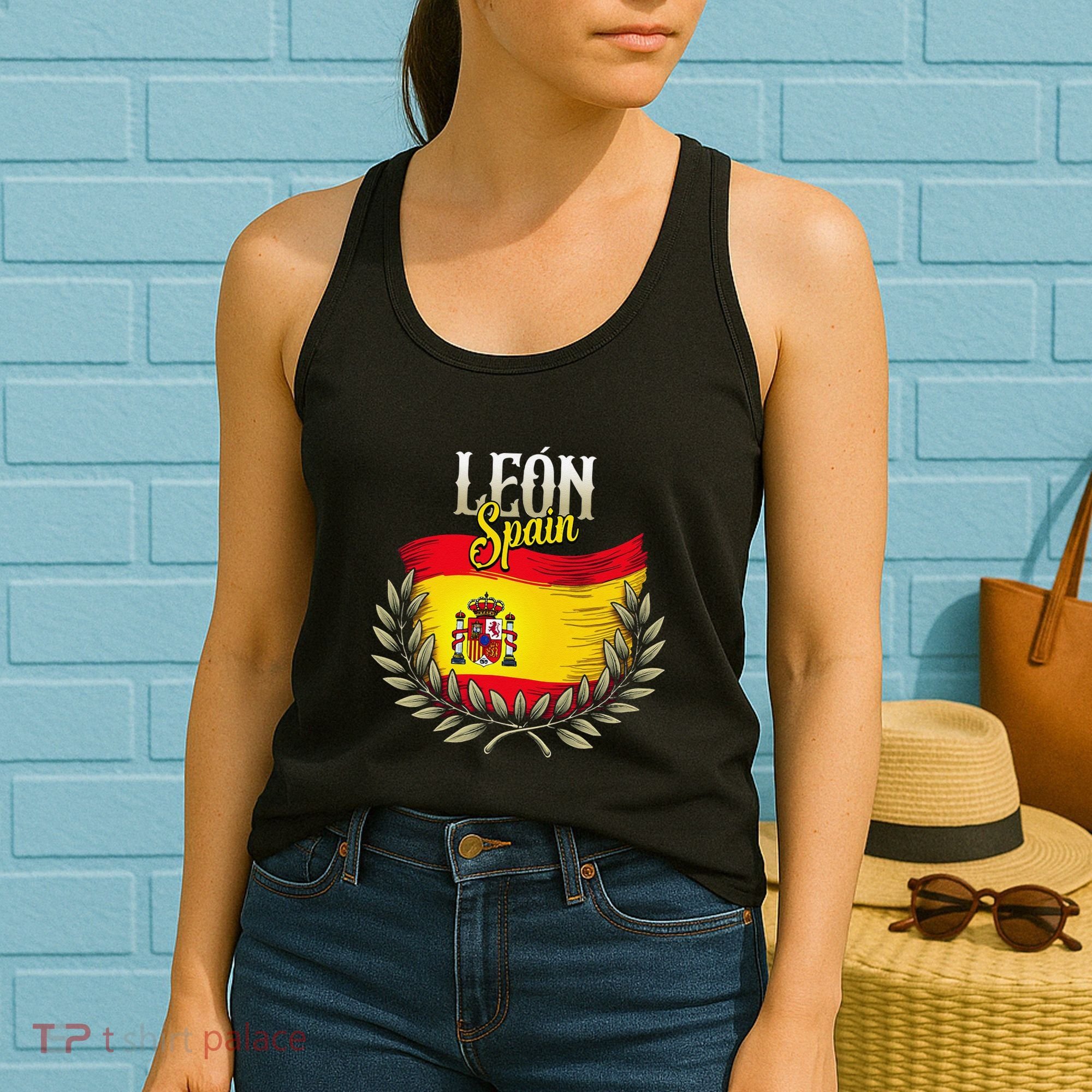 Leon Spain Flag Spanish City Leon Vacation Travel Women's Tank Top