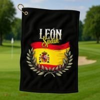 Leon Spain Flag Spanish City Leon Vacation Travel Golf Towel thumb 1