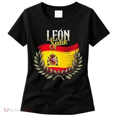 Leon Spain Flag Spanish City Leon Vacation Travel Women's T-Shirt