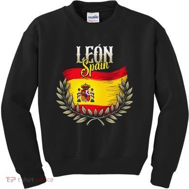 Leon Spain Flag Spanish City Leon Vacation Travel Kids Sweatshirt