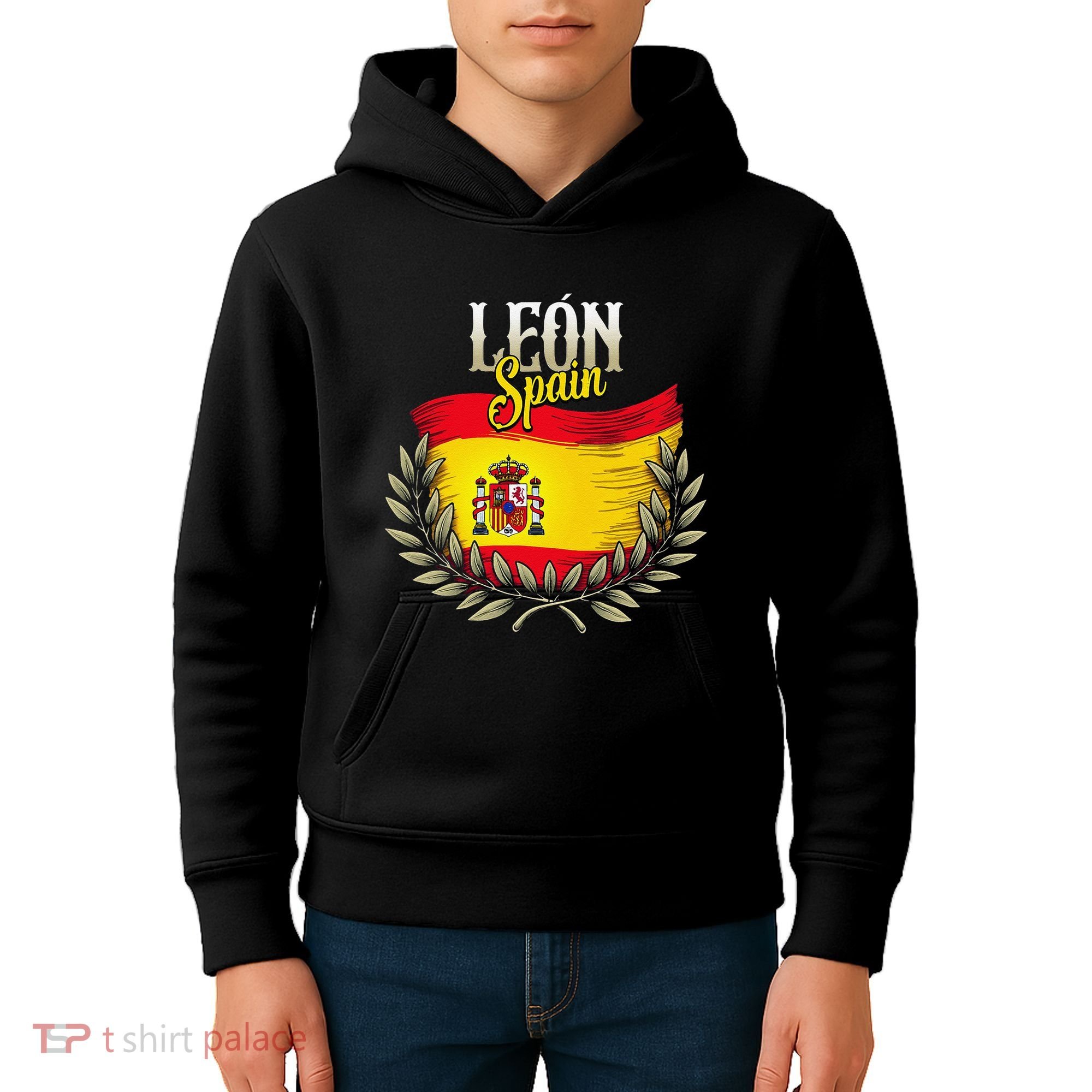 Leon Spain Flag Spanish City Leon Vacation Travel Kids Hoodie