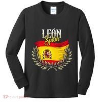 Leon Spain Flag Spanish City Leon Vacation Travel Kids Long Sleeve Shirt thumb 0