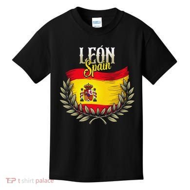 Leon Spain Flag Spanish City Leon Vacation Travel Kids T-Shirt