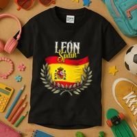 Leon Spain Flag Spanish City Leon Vacation Travel Kids T-Shirt thumb 3