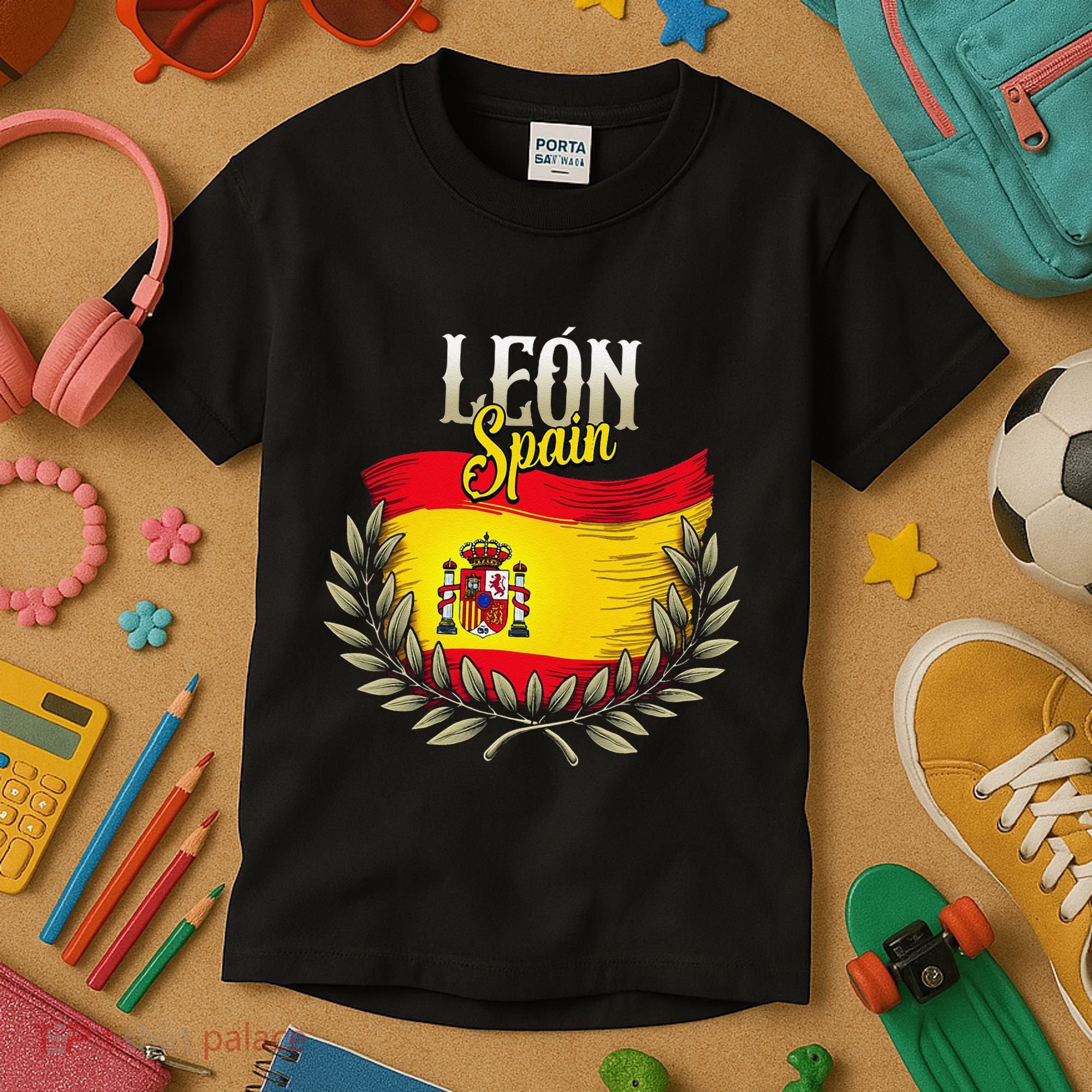 Leon Spain Flag Spanish City Leon Vacation Travel Kids T-Shirt