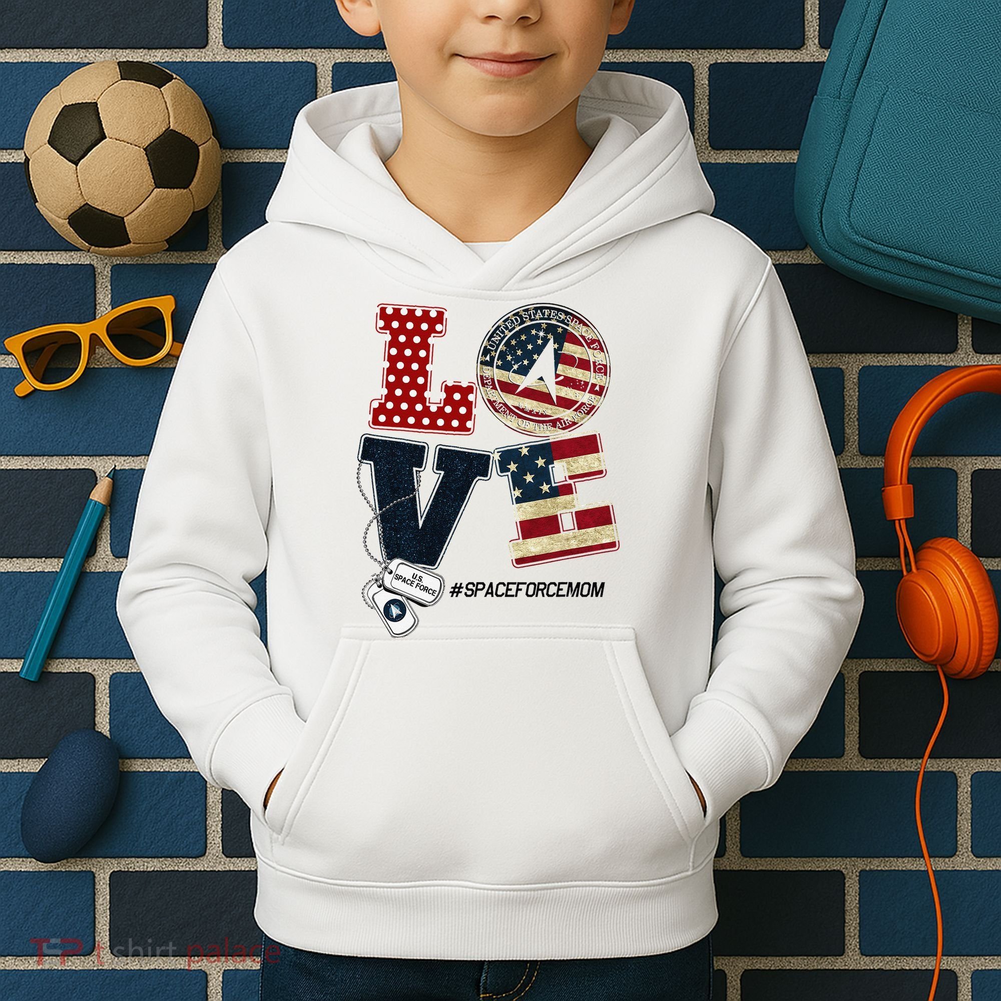 Love Space Force Mom Graduation Proud Space Force Mom Kids Hoodie