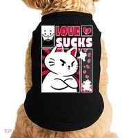 Love Sucks Funny Valentine's Day Angry Cat Meow Doggie Tank thumb 0