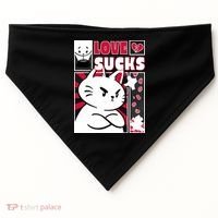 Love Sucks Funny Valentine's Day Angry Cat Meow USA-Made Doggie Bandana thumb 0