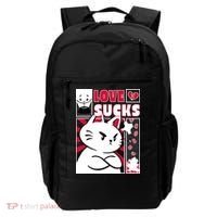 Love Sucks Funny Valentine's Day Angry Cat Meow Backpack thumb 0