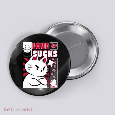 Love Sucks Funny Valentine's Day Angry Cat Meow Button