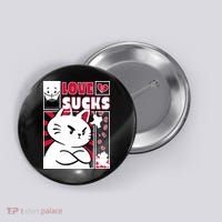 Love Sucks Funny Valentine's Day Angry Cat Meow Button thumb 0