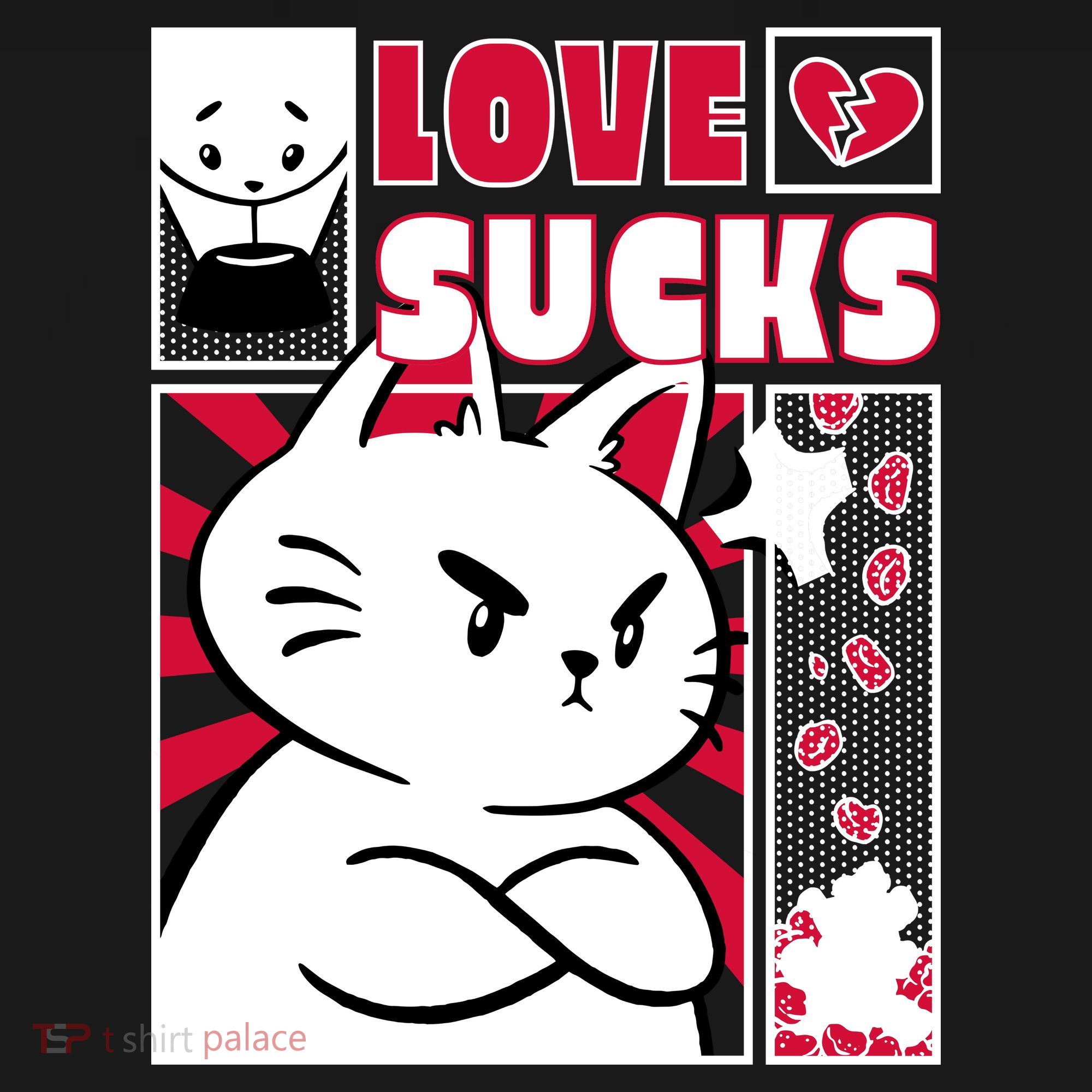 Love Sucks Funny Valentine's Day Angry Cat Meow Women's Hoodie